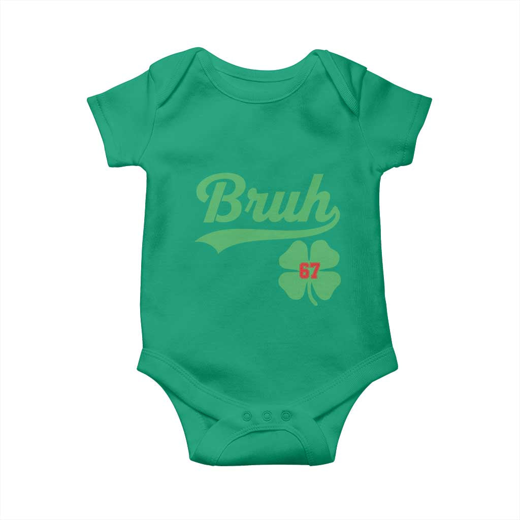 67 Bruh St Patricks Day Baby Onesie Funny Six Seven Shamrock Meme