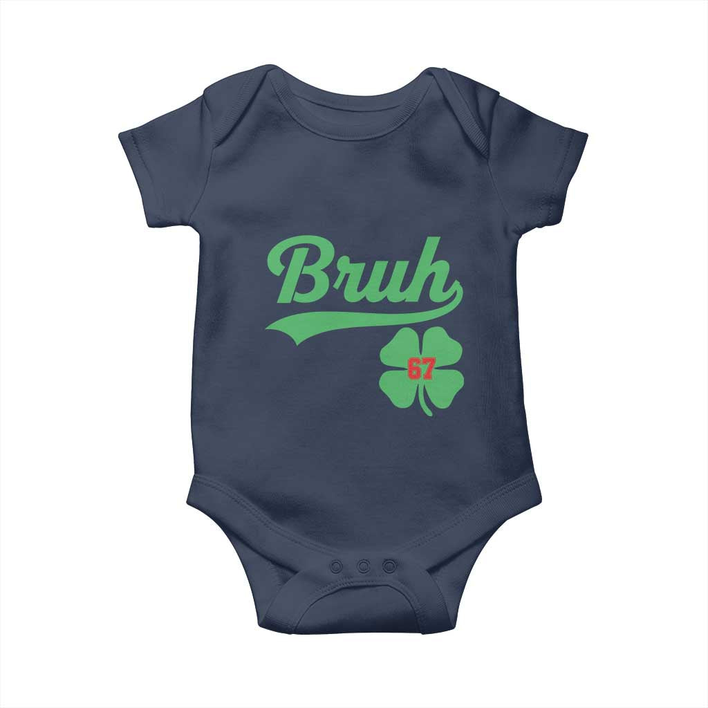 67 Bruh St Patricks Day Baby Onesie Funny Six Seven Shamrock Meme