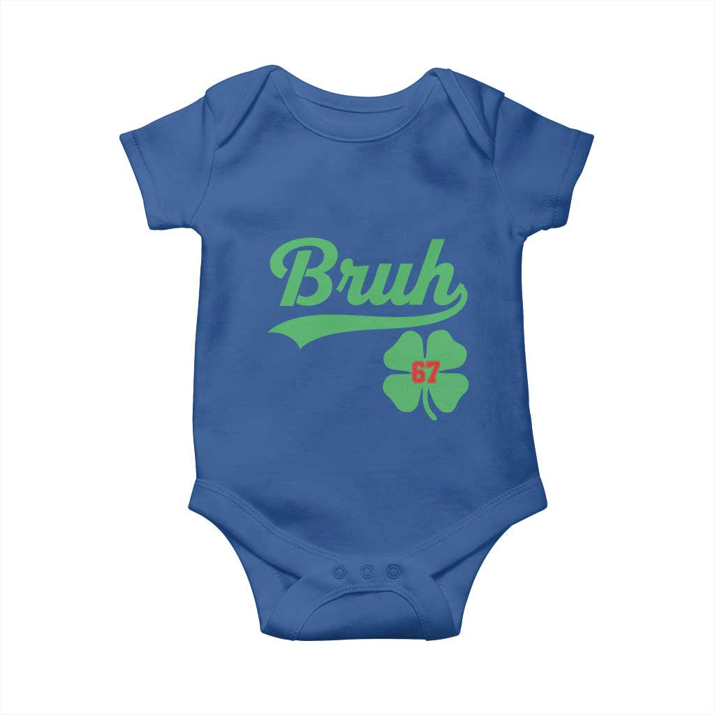 67 Bruh St Patricks Day Baby Onesie Funny Six Seven Shamrock Meme