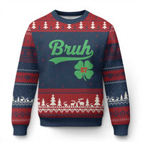 67 Bruh St Patricks Day Ugly Christmas Sweater Funny Six Seven Shamrock Meme