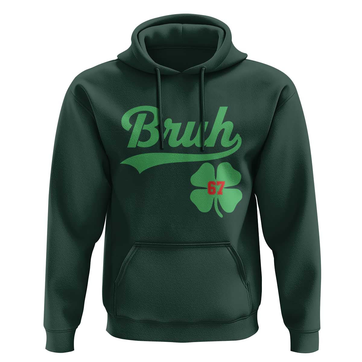 67 Bruh St Patricks Day Hoodie Funny Six Seven Shamrock Meme