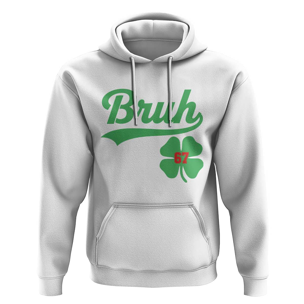 67 Bruh St Patricks Day Hoodie Funny Six Seven Shamrock Meme