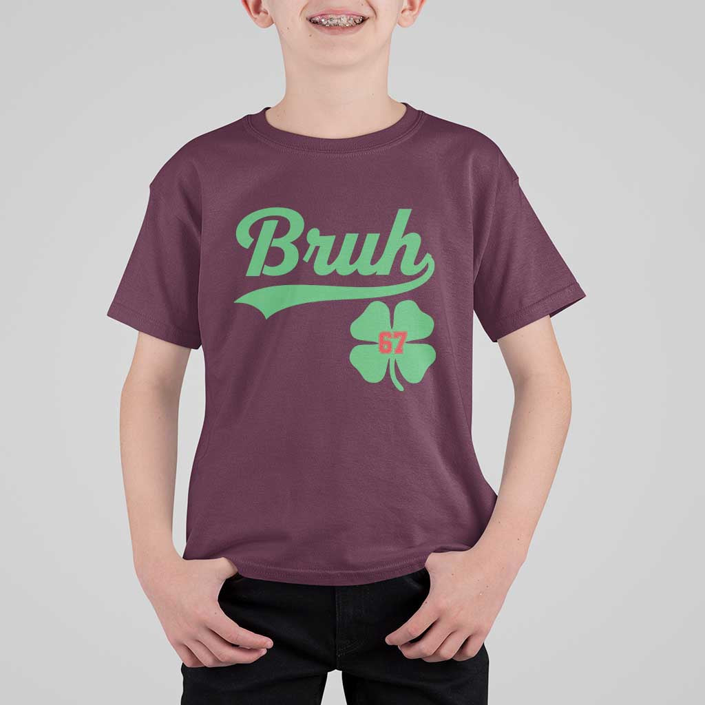 67 Bruh St Patricks Day T Shirt For Kid Funny Six Seven Shamrock Meme