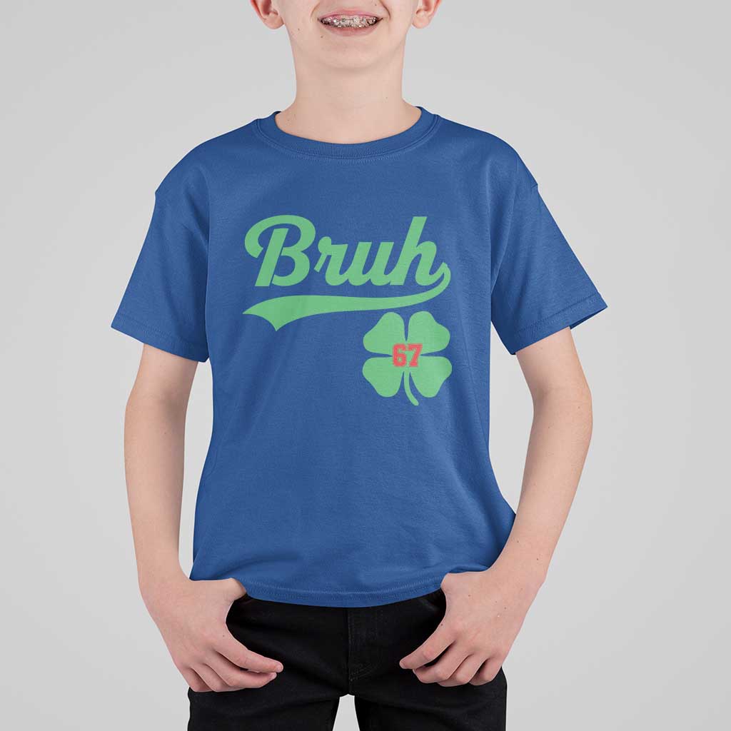 67 Bruh St Patricks Day T Shirt For Kid Funny Six Seven Shamrock Meme