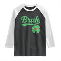 67 Bruh St Patricks Day Raglan Shirt Funny Six Seven Shamrock Meme