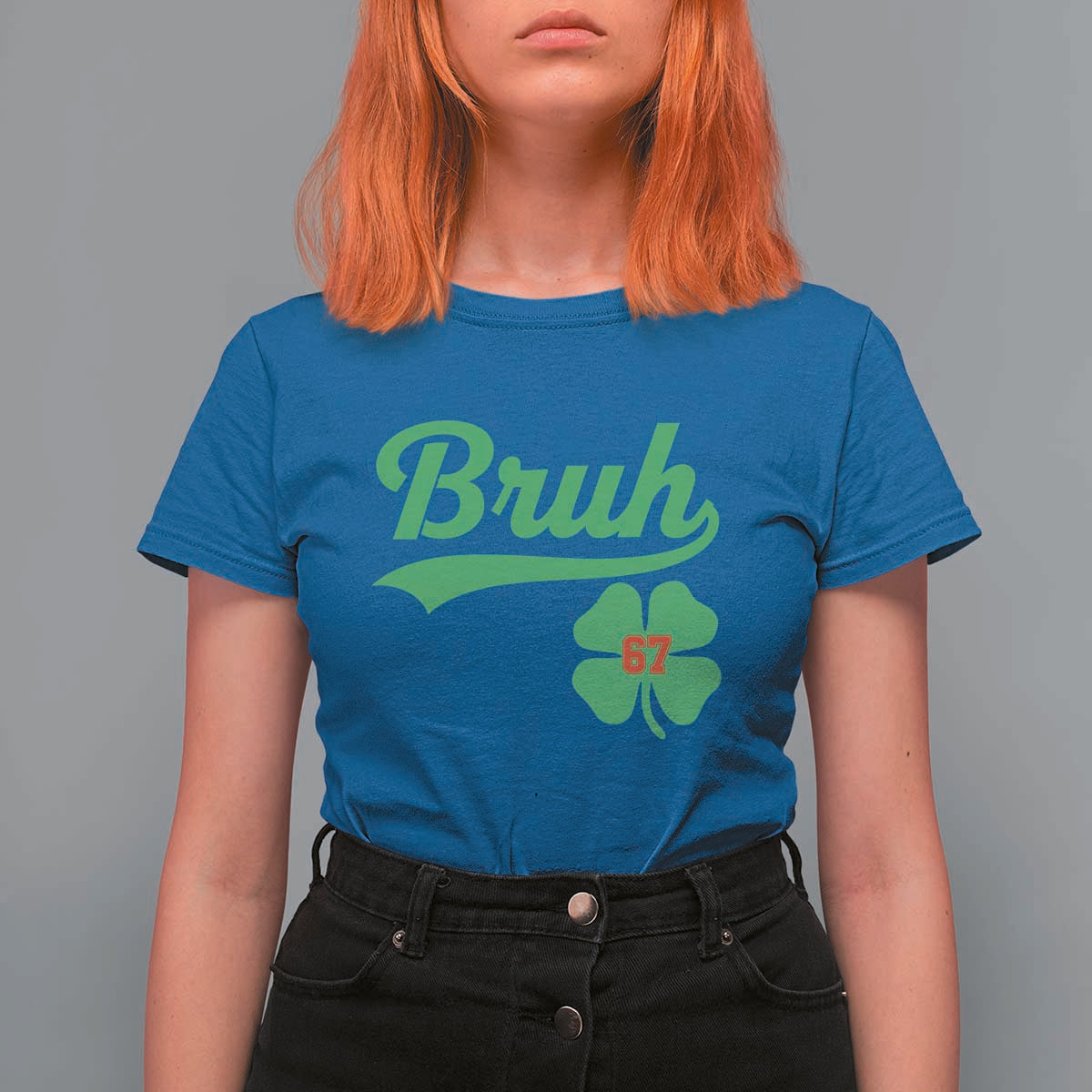 67 Bruh St Patricks Day T Shirt For Women Funny Six Seven Shamrock Meme