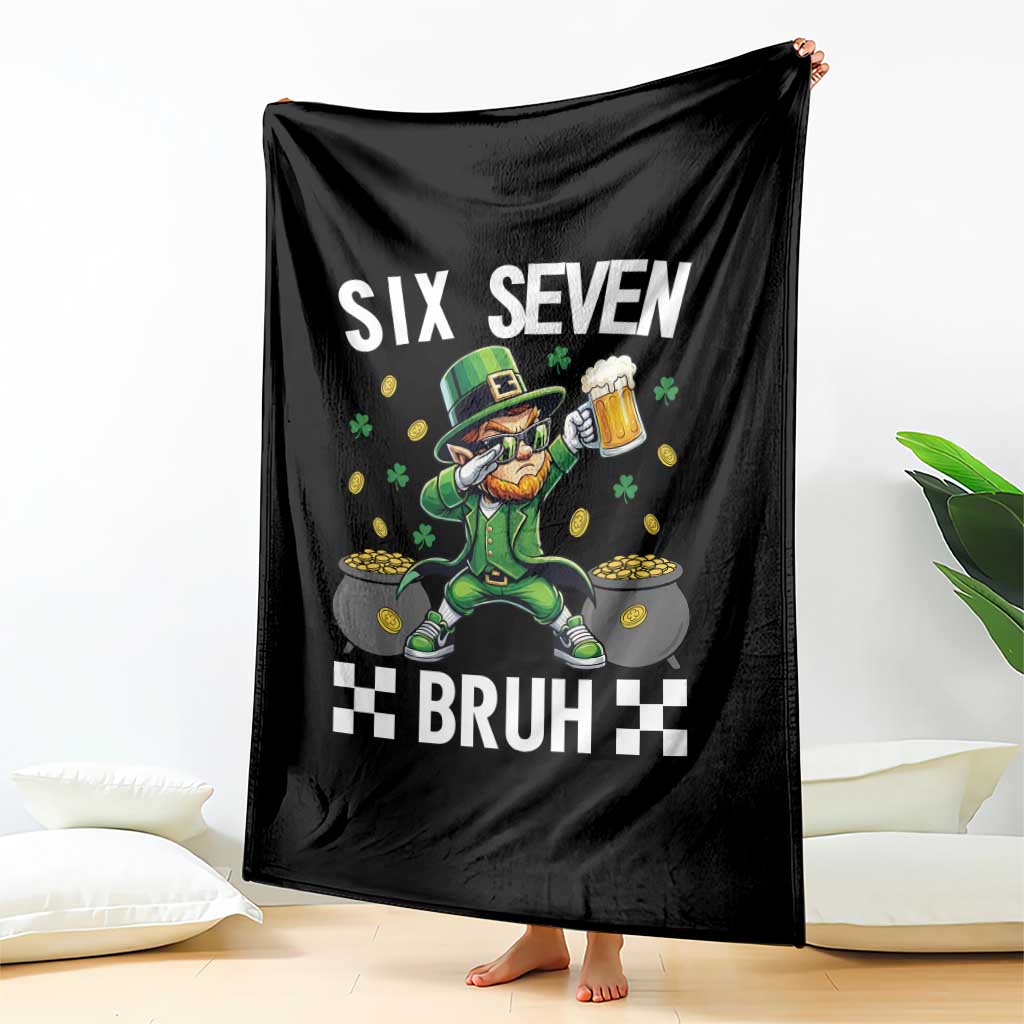 67 Bruh St Patricks Day Throw Blanket Funny Six Seven Leprechaun Bruh Meme