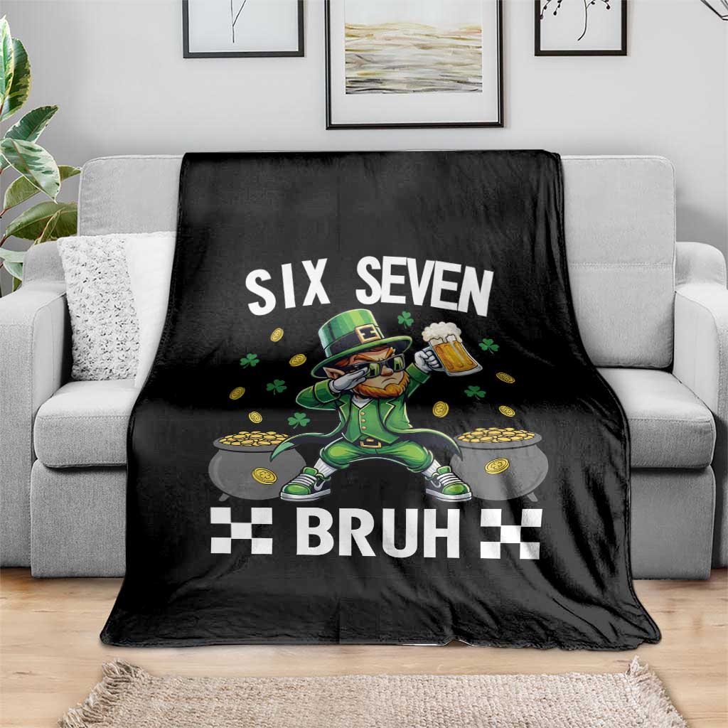 67 Bruh St Patricks Day Throw Blanket Funny Six Seven Leprechaun Bruh Meme