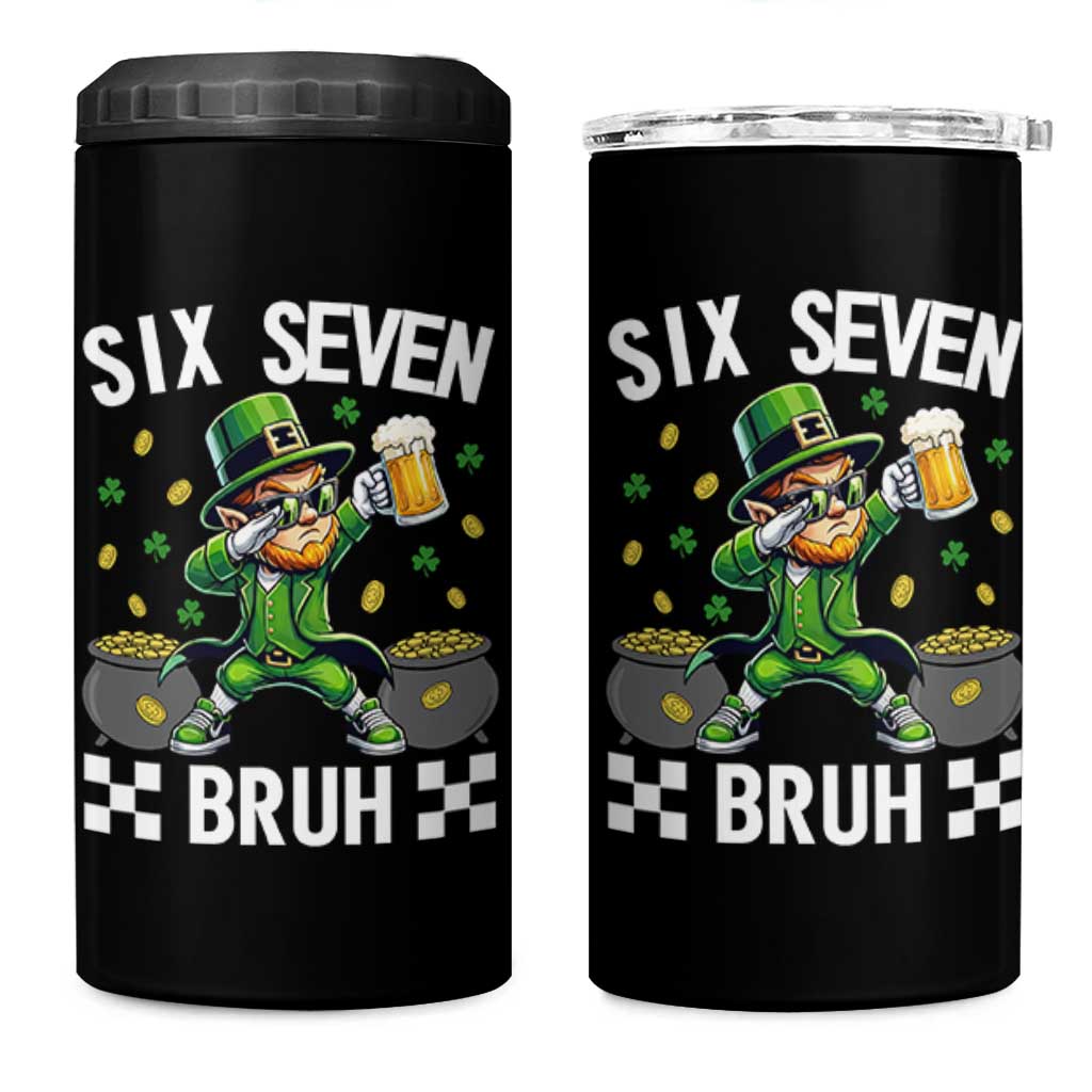 67 Bruh St Patricks Day 4 in 1 Can Cooler Tumbler Funny Six Seven Leprechaun Bruh Meme