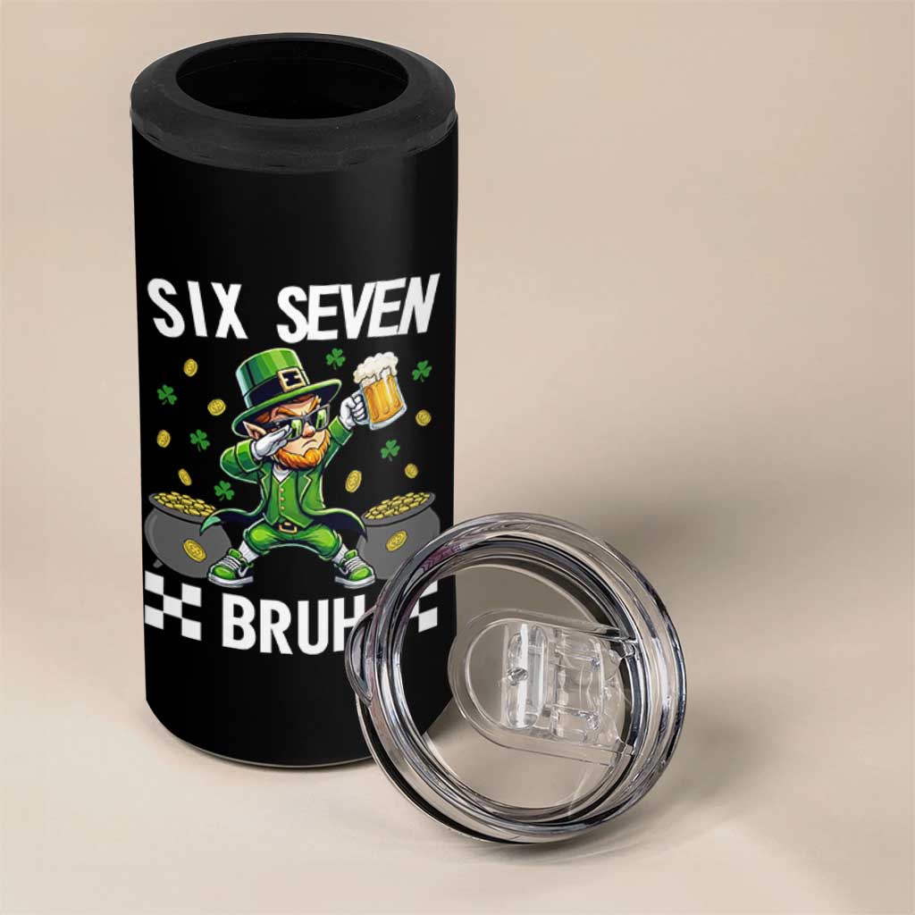 67 Bruh St Patricks Day 4 in 1 Can Cooler Tumbler Funny Six Seven Leprechaun Bruh Meme