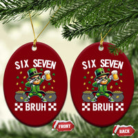 67 Bruh St Patricks Day Ceramic Ornament Funny Six Seven Leprechaun Bruh Meme