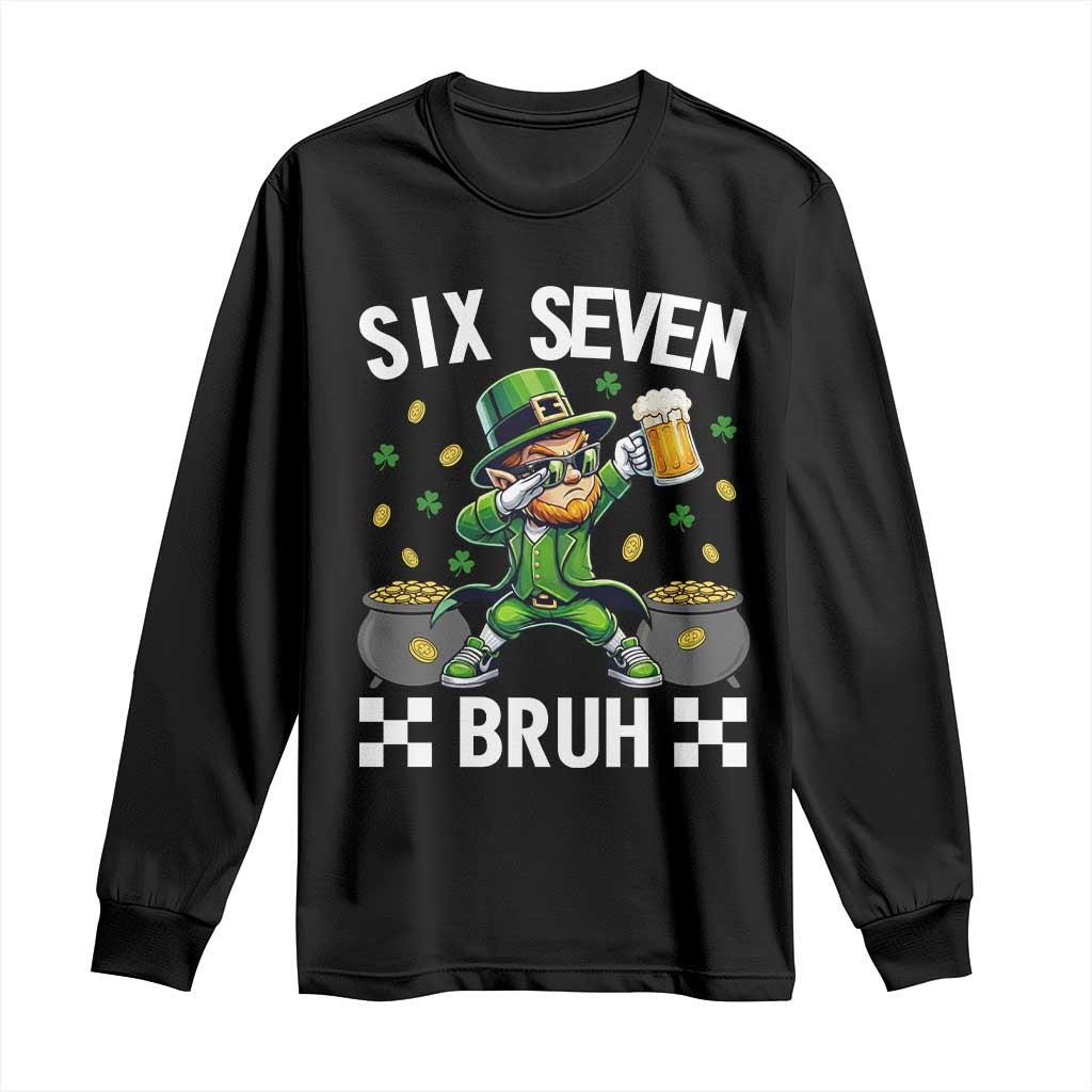 67 Bruh St Patricks Day Long Sleeve Shirt Funny Six Seven Leprechaun Bruh Meme