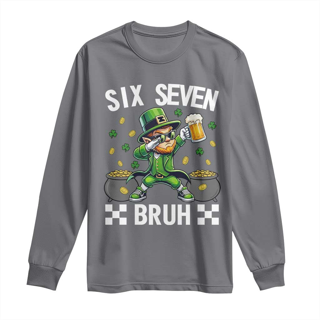 67 Bruh St Patricks Day Long Sleeve Shirt Funny Six Seven Leprechaun Bruh Meme
