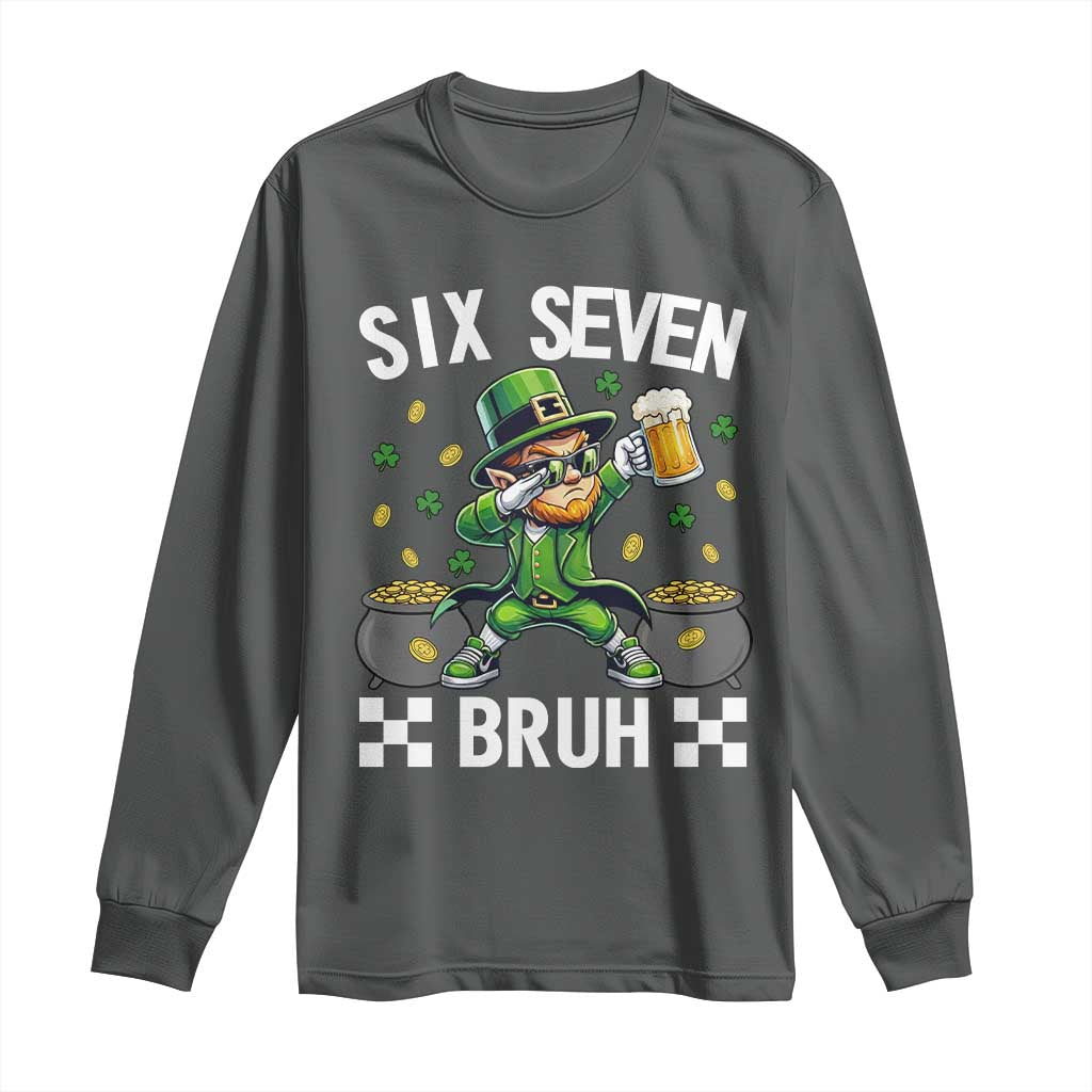 67 Bruh St Patricks Day Long Sleeve Shirt Funny Six Seven Leprechaun Bruh Meme