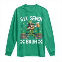 67 Bruh St Patricks Day Long Sleeve Shirt Funny Six Seven Leprechaun Bruh Meme