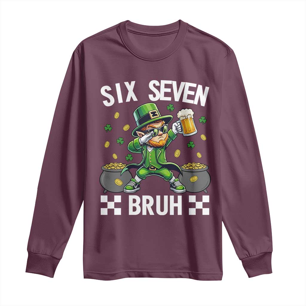 67 Bruh St Patricks Day Long Sleeve Shirt Funny Six Seven Leprechaun Bruh Meme