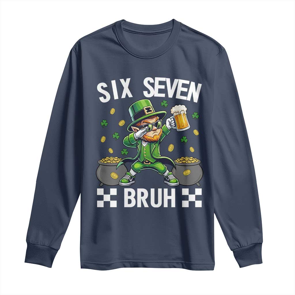 67 Bruh St Patricks Day Long Sleeve Shirt Funny Six Seven Leprechaun Bruh Meme