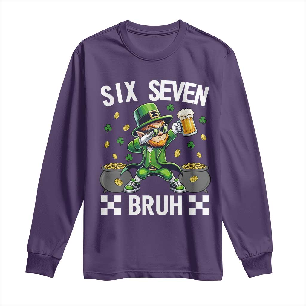 67 Bruh St Patricks Day Long Sleeve Shirt Funny Six Seven Leprechaun Bruh Meme