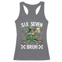 67 Bruh St Patricks Day Racerback Tank Top Funny Six Seven Leprechaun Bruh Meme