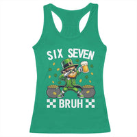 67 Bruh St Patricks Day Racerback Tank Top Funny Six Seven Leprechaun Bruh Meme