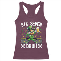 67 Bruh St Patricks Day Racerback Tank Top Funny Six Seven Leprechaun Bruh Meme