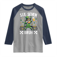 67 Bruh St Patricks Day Raglan Shirt Funny Six Seven Leprechaun Bruh Meme