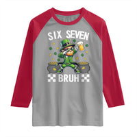 67 Bruh St Patricks Day Raglan Shirt Funny Six Seven Leprechaun Bruh Meme