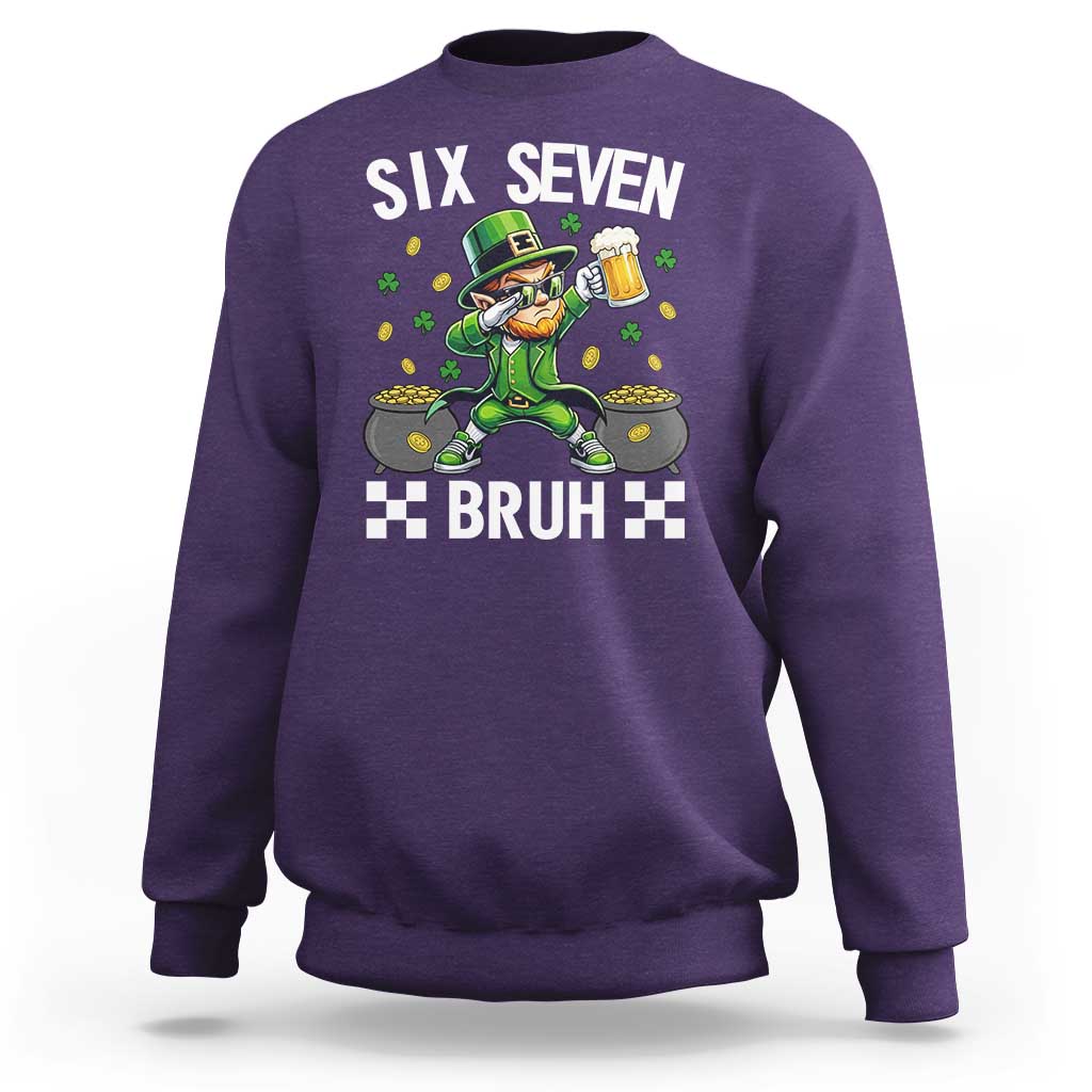 67 Bruh St Patricks Day Sweatshirt Funny Six Seven Leprechaun Bruh Meme