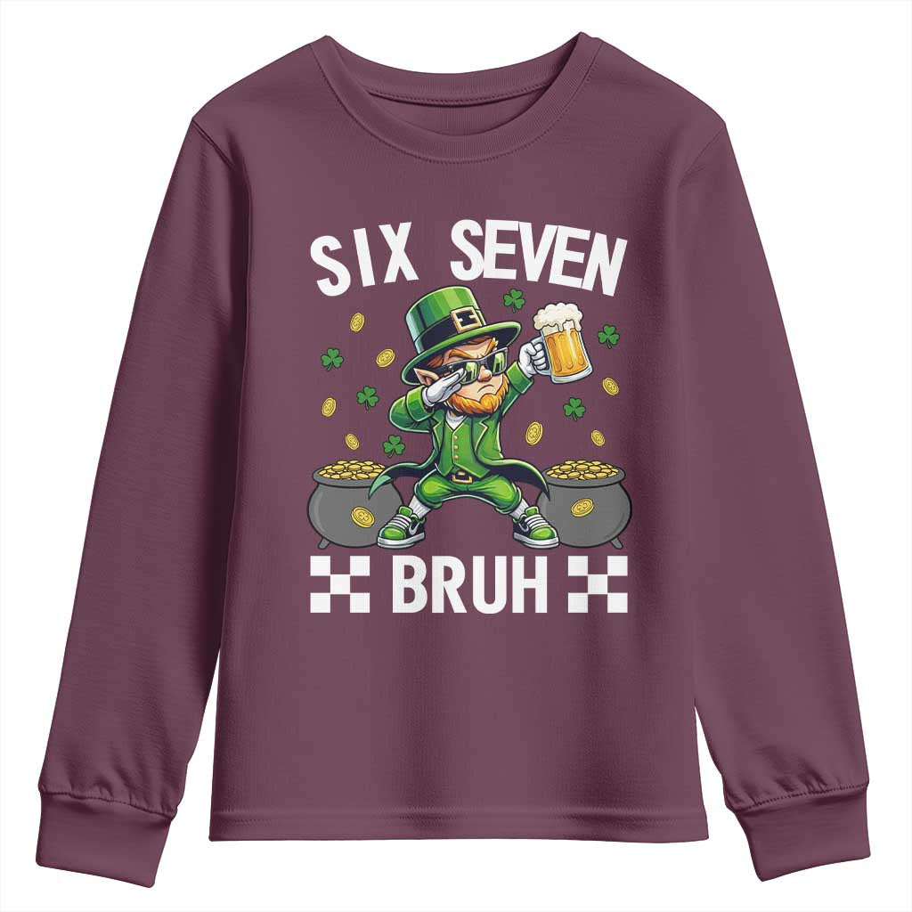 67 Bruh St Patricks Day Youth Sweatshirt Funny Six Seven Leprechaun Bruh Meme