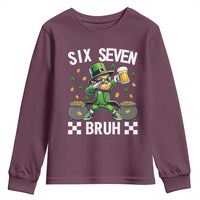 67 Bruh St Patricks Day Youth Sweatshirt Funny Six Seven Leprechaun Bruh Meme
