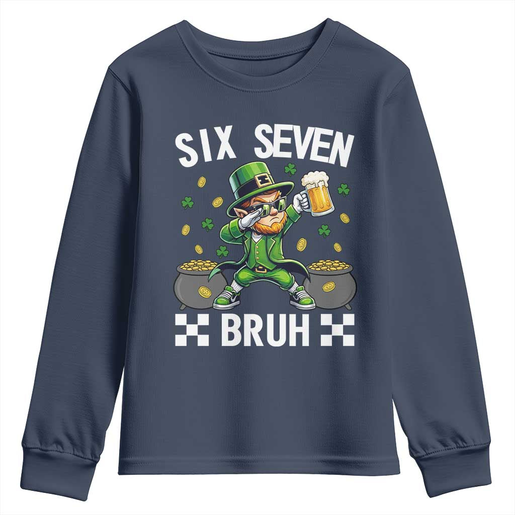 67 Bruh St Patricks Day Youth Sweatshirt Funny Six Seven Leprechaun Bruh Meme
