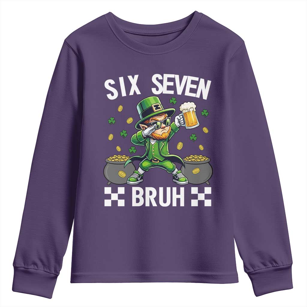 67 Bruh St Patricks Day Youth Sweatshirt Funny Six Seven Leprechaun Bruh Meme