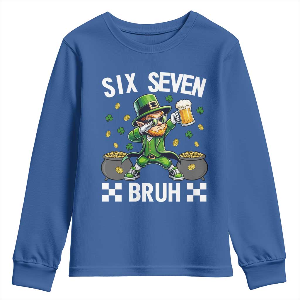 67 Bruh St Patricks Day Youth Sweatshirt Funny Six Seven Leprechaun Bruh Meme