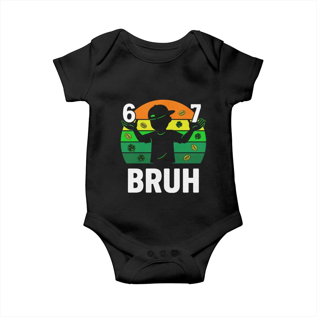 67 Bruh St Patricks Day Baby Onesie Funny Six Seven Boys Kids Meme