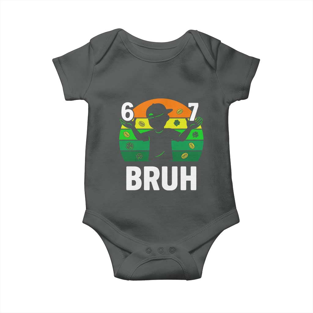 67 Bruh St Patricks Day Baby Onesie Funny Six Seven Boys Kids Meme