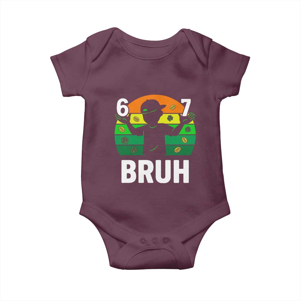 67 Bruh St Patricks Day Baby Onesie Funny Six Seven Boys Kids Meme