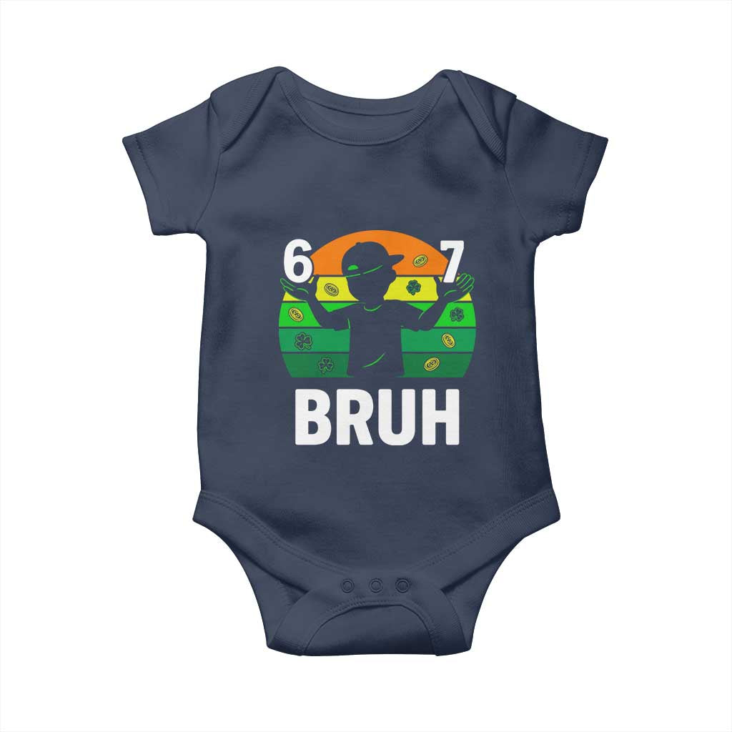 67 Bruh St Patricks Day Baby Onesie Funny Six Seven Boys Kids Meme