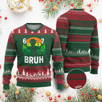 67 Bruh St Patricks Day Ugly Christmas Sweater Funny Six Seven Boys Kids Meme