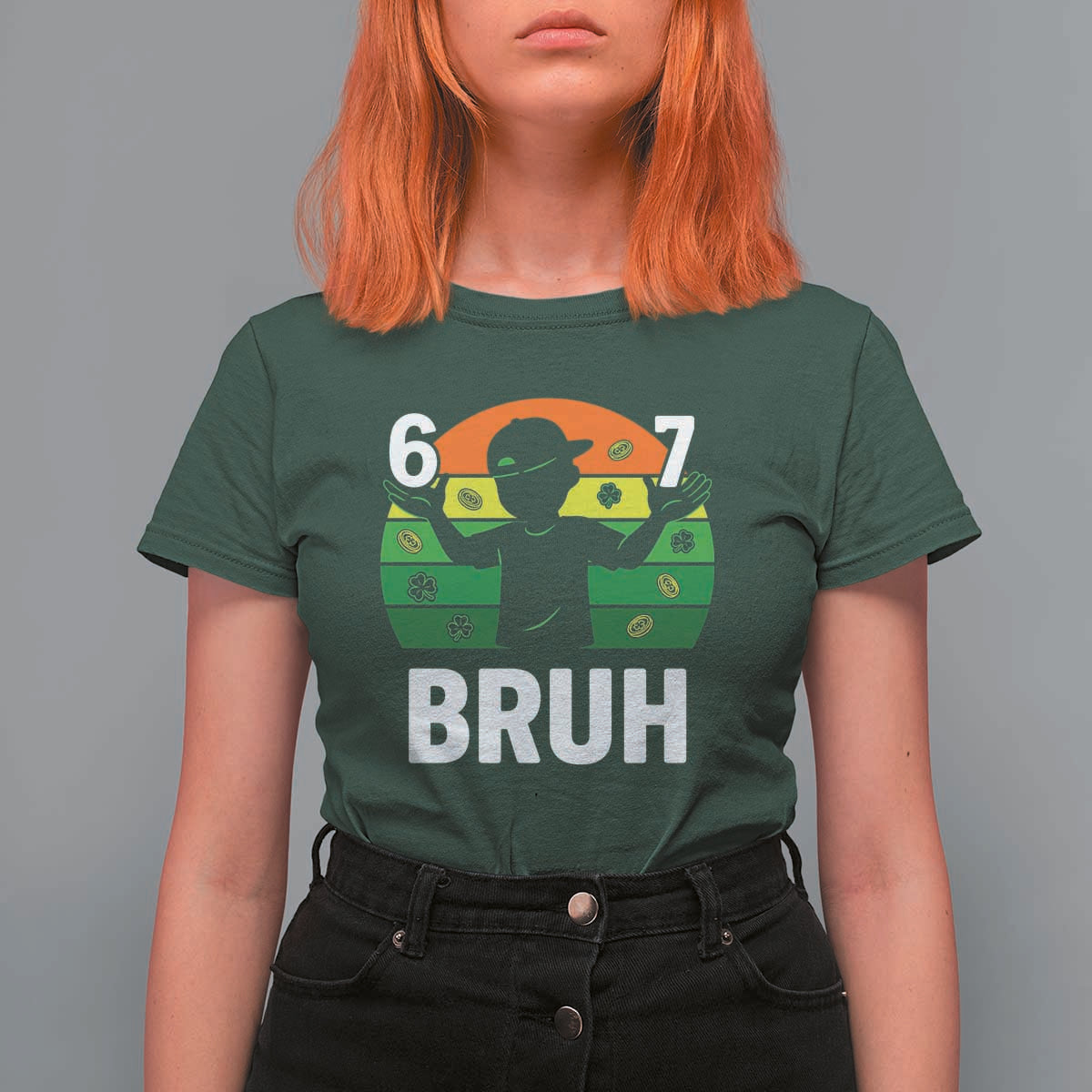 67 Bruh St Patricks Day T Shirt For Women Funny Six Seven Boys Kids Meme