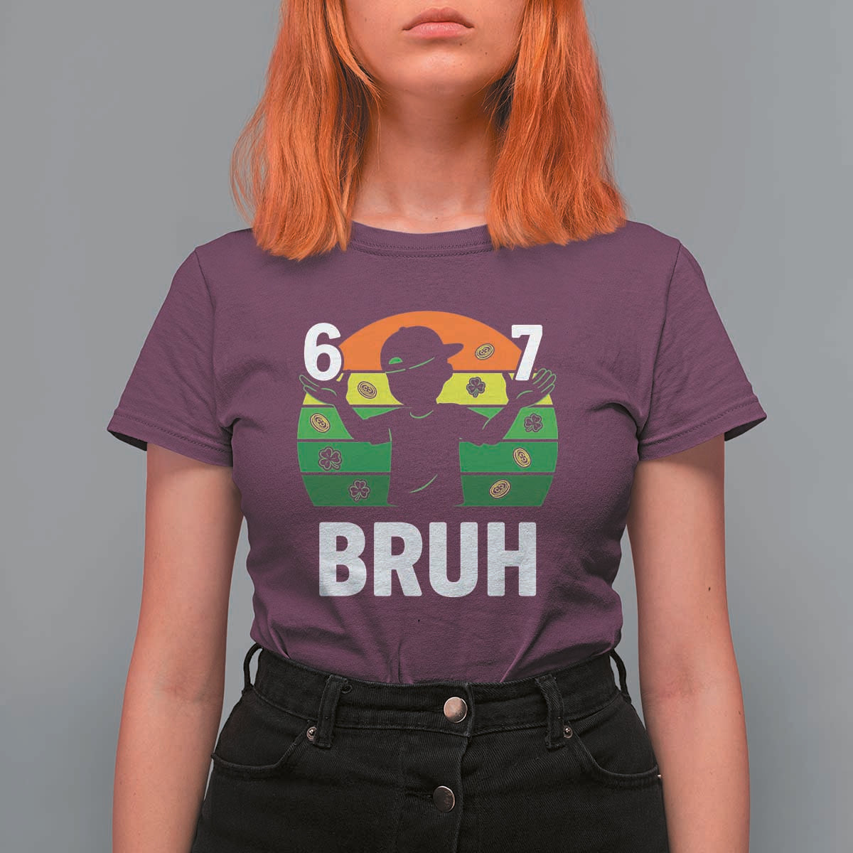 67 Bruh St Patricks Day T Shirt For Women Funny Six Seven Boys Kids Meme