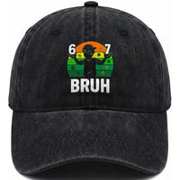 67 Bruh St Patricks Day Washed Cotton Baseball Cap Funny Six Seven Boys Kids Meme