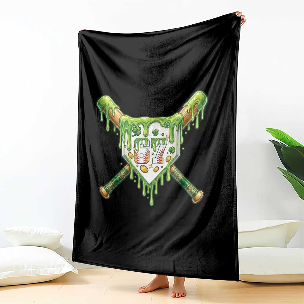 67 St Patricks Day Throw Blanket Funny Six Seven Baseball Sport Party Meme