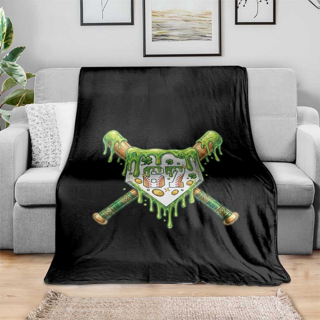 67 St Patricks Day Throw Blanket Funny Six Seven Baseball Sport Party Meme