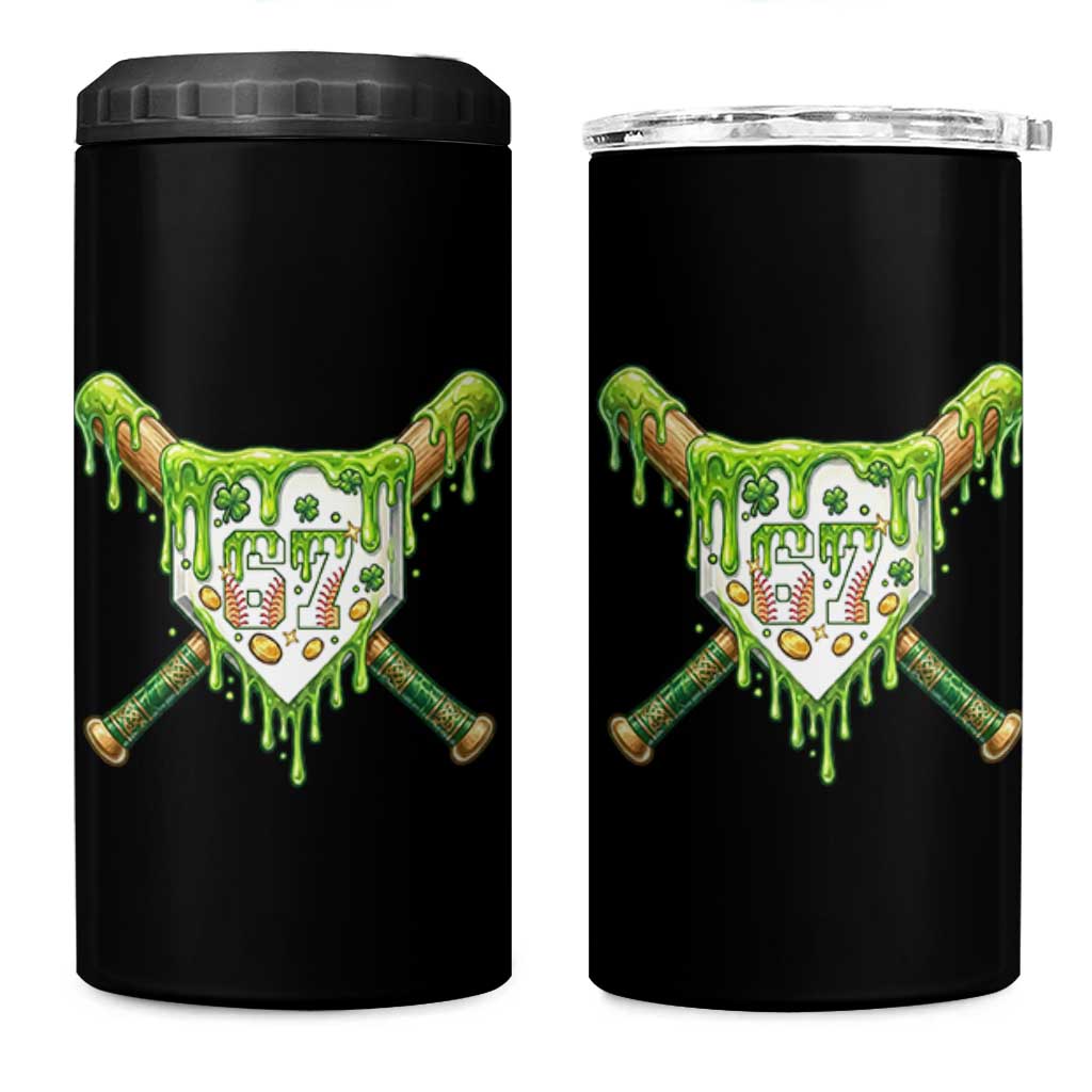 67 St Patricks Day 4 in 1 Can Cooler Tumbler Funny Six Seven Baseball Sport Party Meme