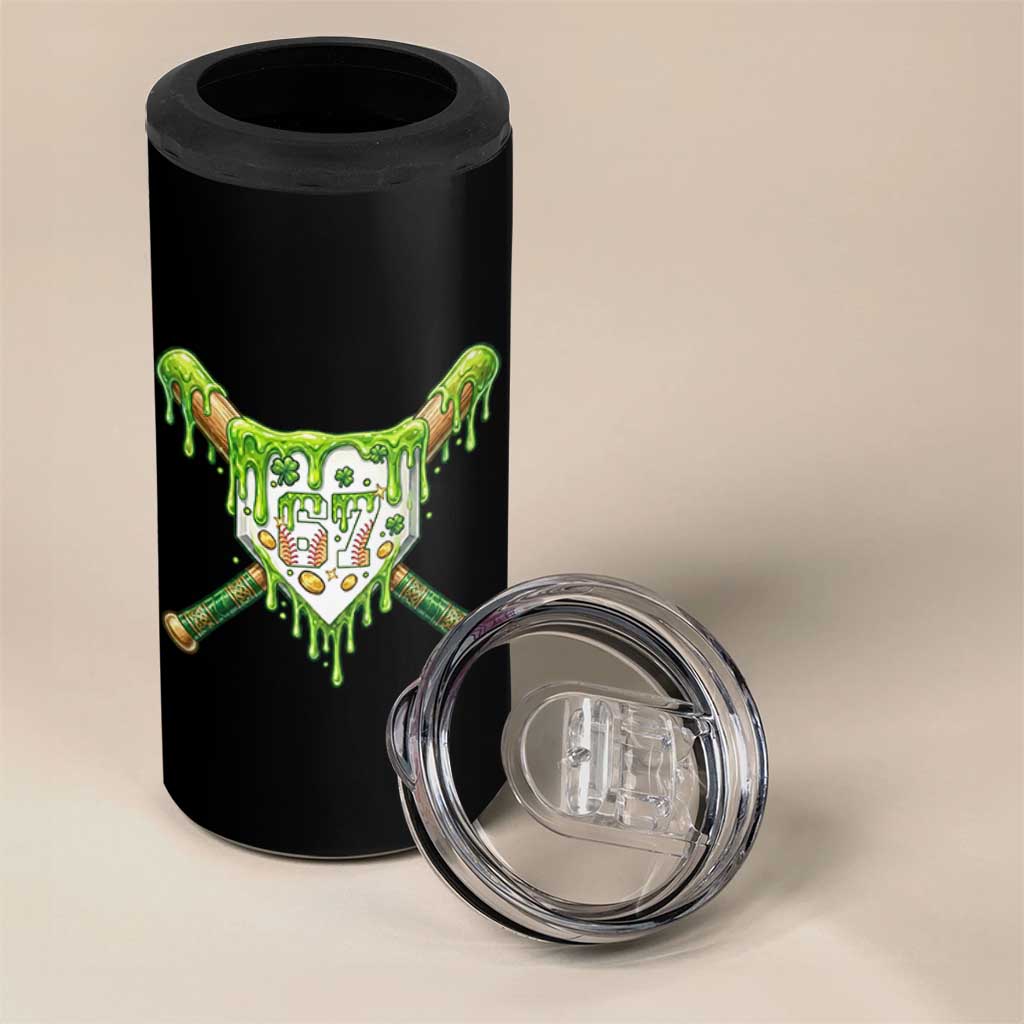 67 St Patricks Day 4 in 1 Can Cooler Tumbler Funny Six Seven Baseball Sport Party Meme