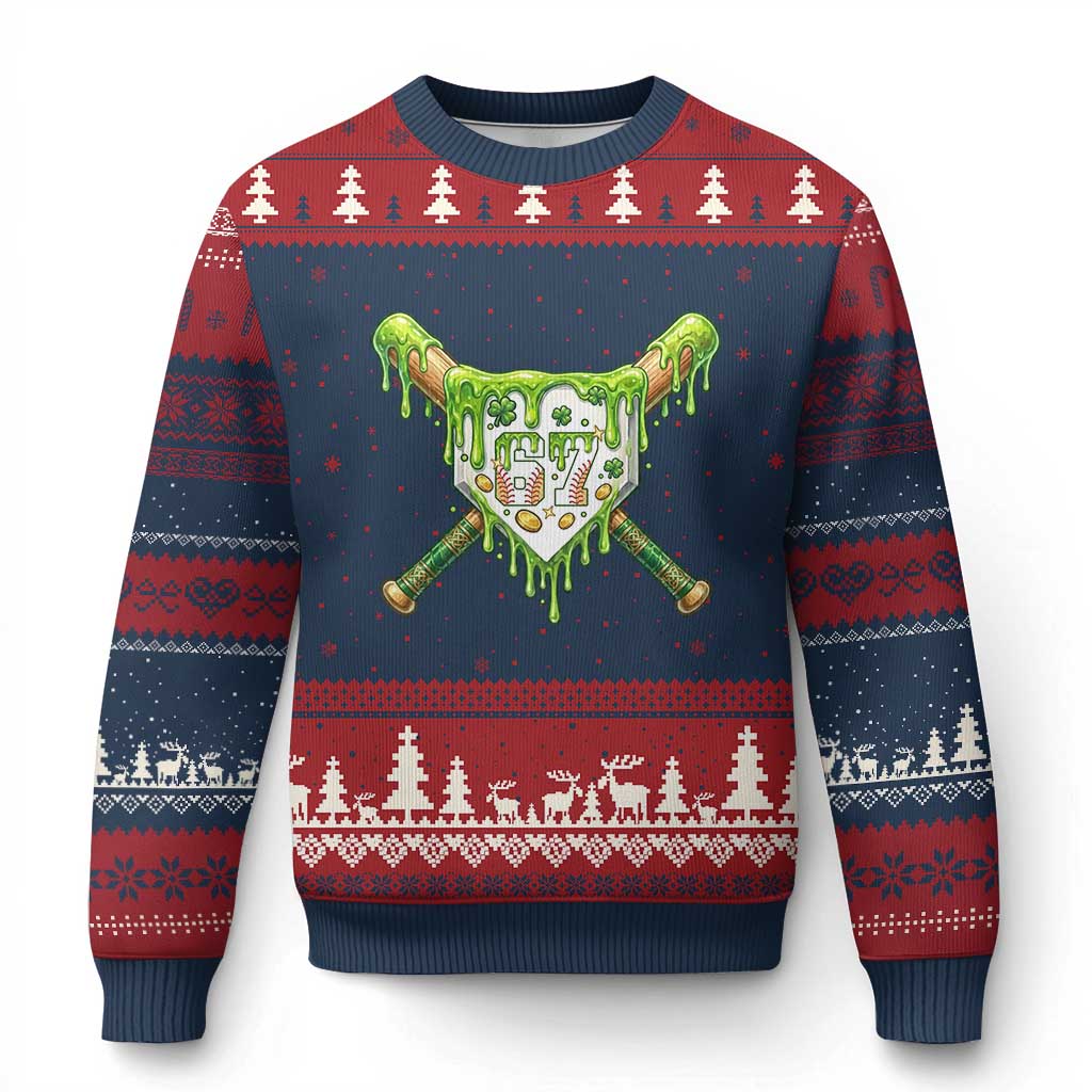 67 St Patricks Day Ugly Christmas Sweater Funny Six Seven Baseball Sport Party Meme