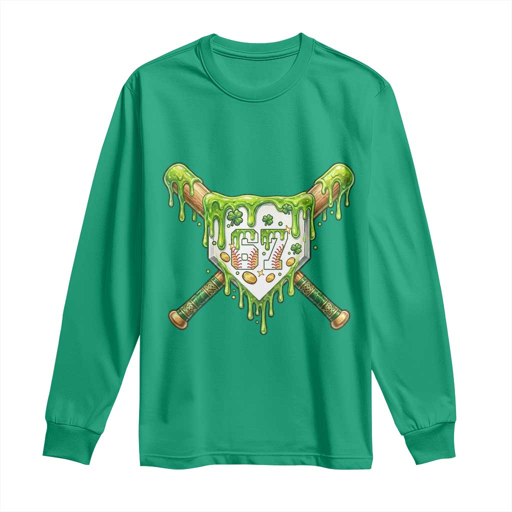67 St Patricks Day Long Sleeve Shirt Funny Six Seven Baseball Sport Party Meme