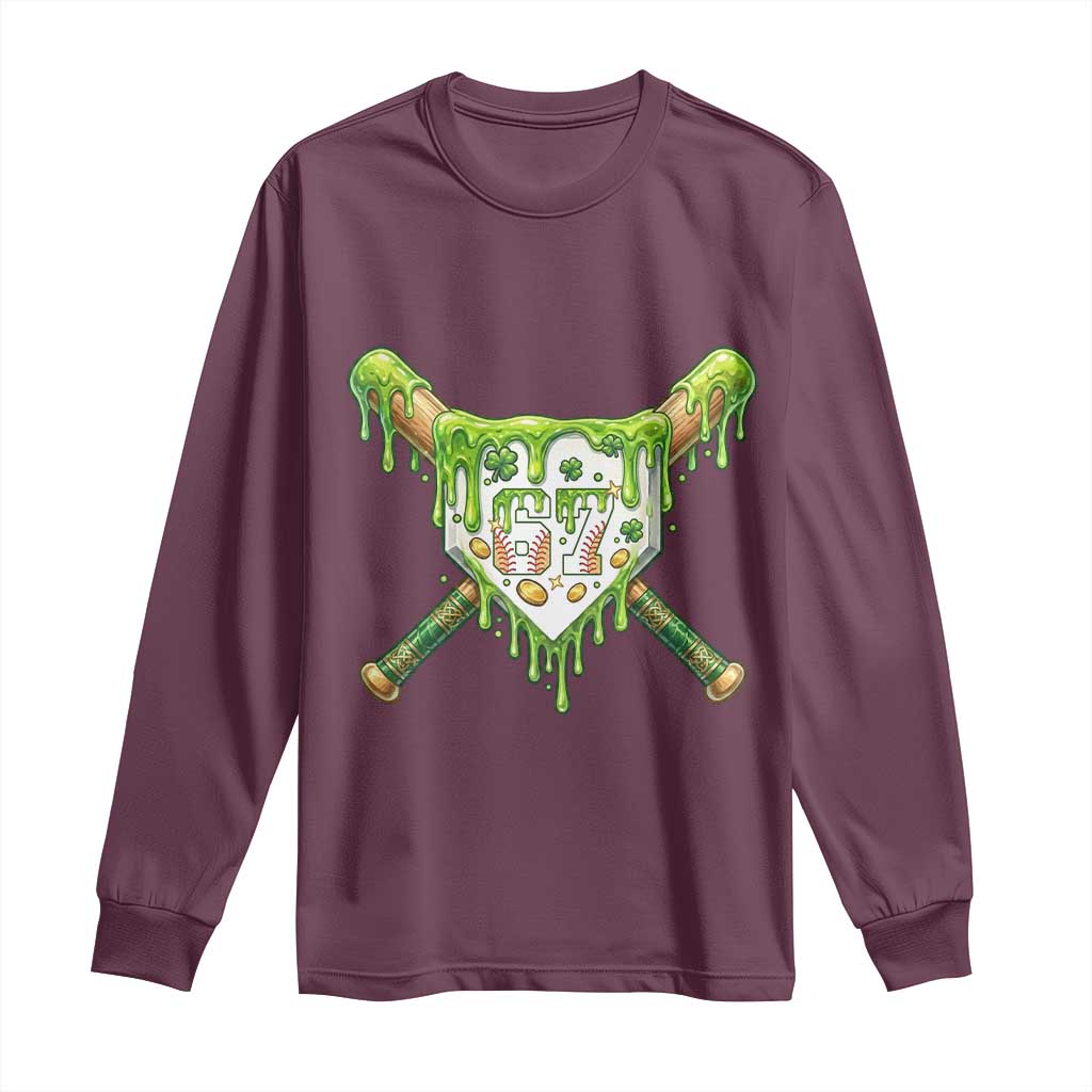 67 St Patricks Day Long Sleeve Shirt Funny Six Seven Baseball Sport Party Meme