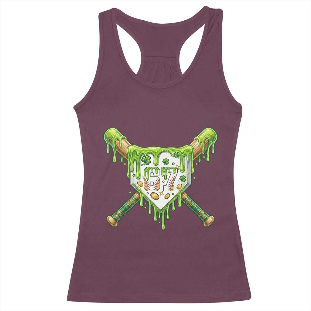 67 St Patricks Day Racerback Tank Top Funny Six Seven Baseball Sport Party Meme