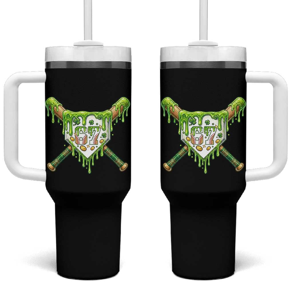67 St Patricks Day Tumbler With Handle Funny Six Seven Baseball Sport Party Meme